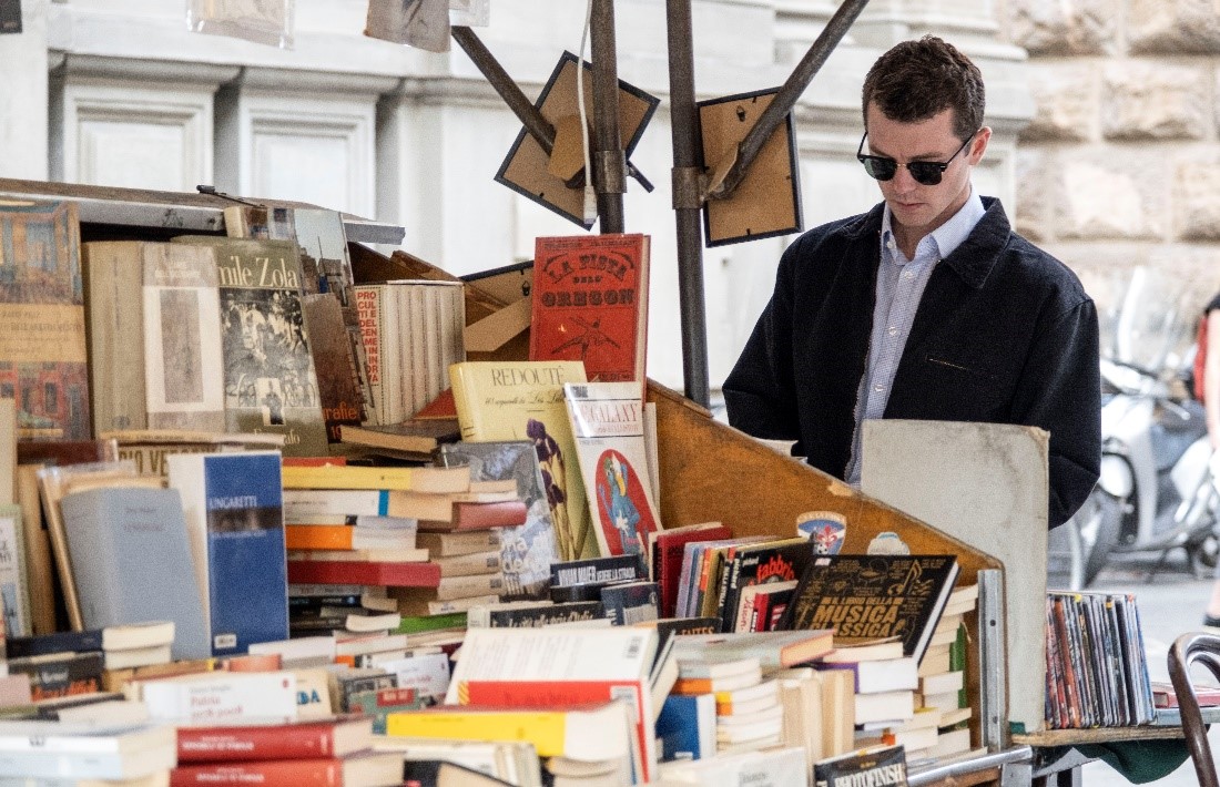 Peter at an Italian bookstore