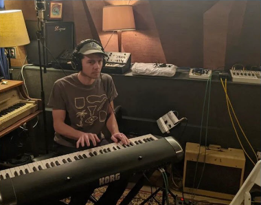 Peter playing organ