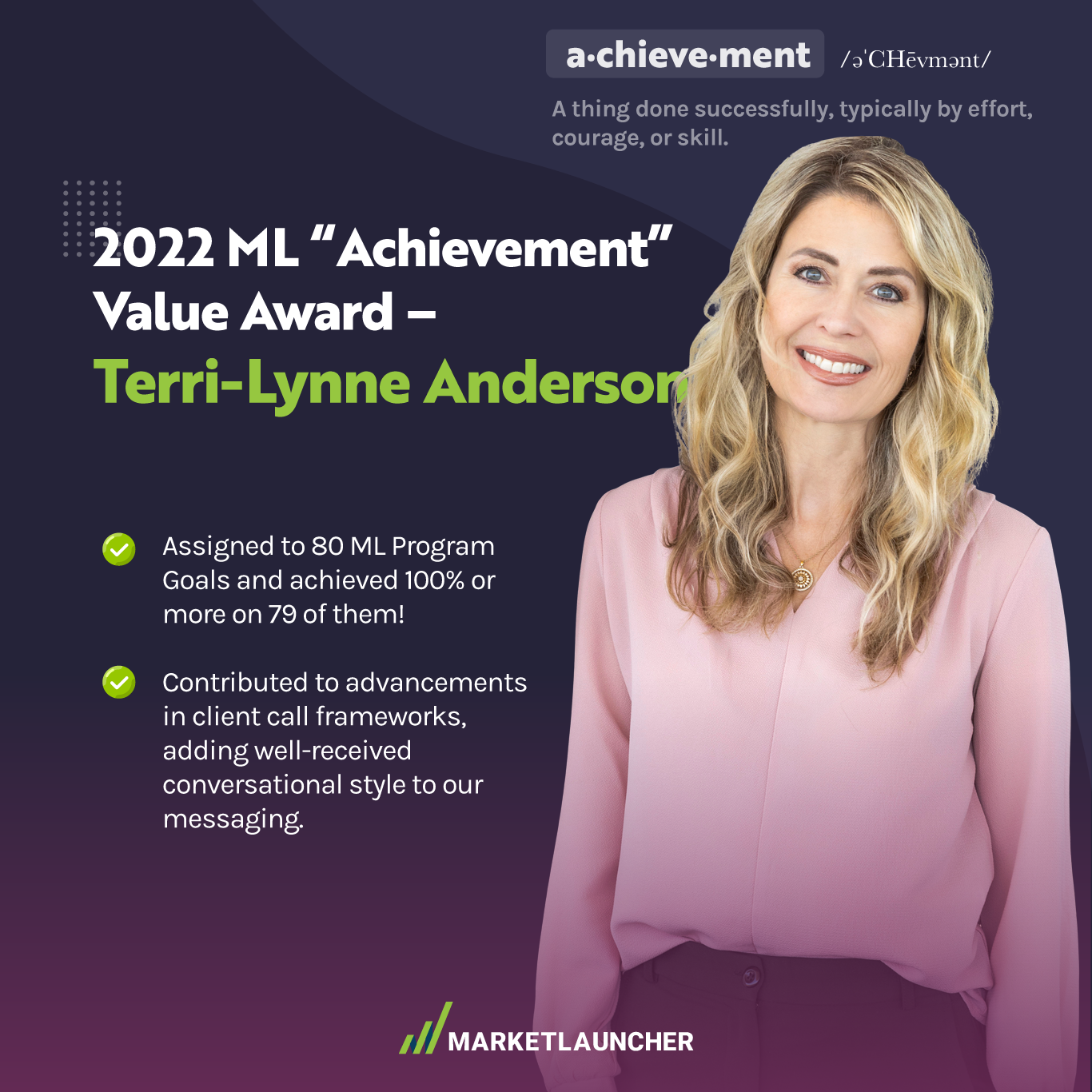 Terri-Lynne Anderson wins ML Achievement Award