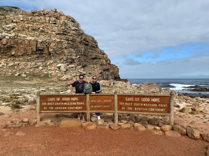 Dyan and her husband sporting the trusty ML backpack in Cape Town, South Africa.