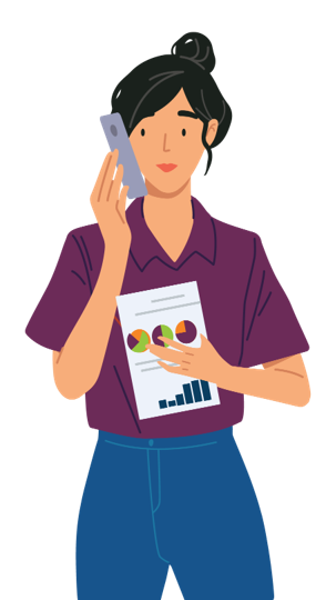Sales Concierge Services (image of Woman on Phone with report)